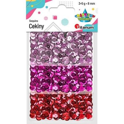 Opakowanie Cekiny okrągłe 8mm zestaw metaliczny 3 kolory x5g