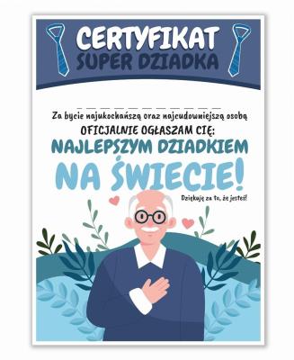 Opakowanie Certyfikat A4 Dzień Super Dziadka 5szt