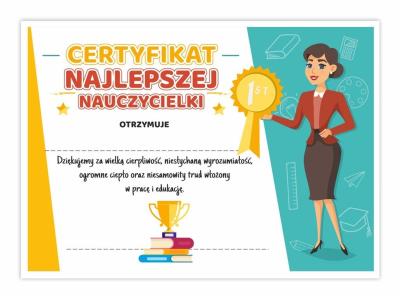 Opakowanie Certyfikat A4 najlepszej nauczycielki 30szt