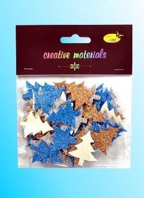 Opakowanie Choinki z pianki brokatowej kolorowe 60szt
