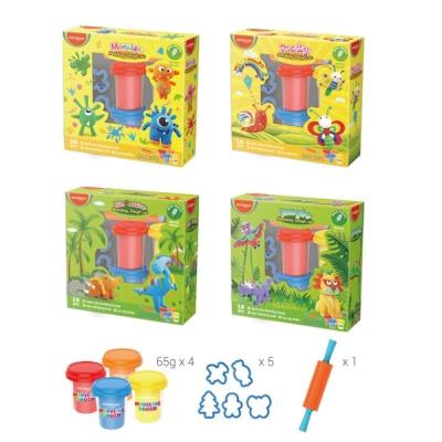 Opakowanie Ciastolina KEYROAD, 4x65g, 5 foremek, wałek, mix kolorów