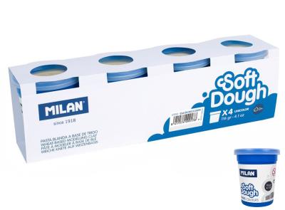 Opakowanie Ciastolina Milan basic 4 słoiczki x 116 g biała