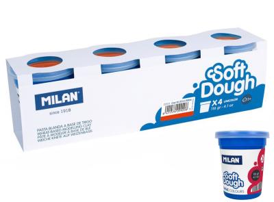 Opakowanie Ciastolina Milan basic 4 słoiczki x 116 g czerwona