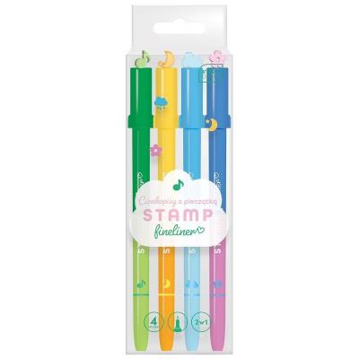 Opakowanie Cienkopis z pieczątką 2w1 4 kolory