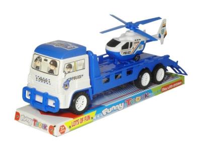 Opakowanie Ciężarówka policyjna z przyczepą i helikopterem