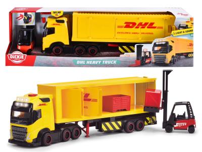 City ciężarówka z naczepą DHL 35cm. Wydawca: Dickie Toys. SmakLiter.pl Opakowanie City ciężarówka z naczepą DHL 35cm