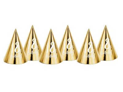 Opakowanie Czapeczki 18th Birthday złote 16cm 16szt