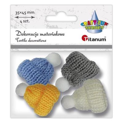 Opakowanie Czapeczki włóczkowe z pomponem 4szt