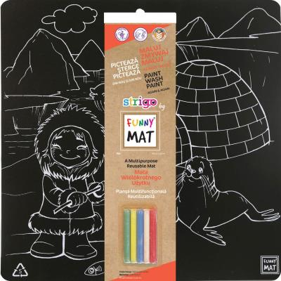 Opakowanie Czarna mata Strigo Funny Mat Biegun 40x40 cm + kreda