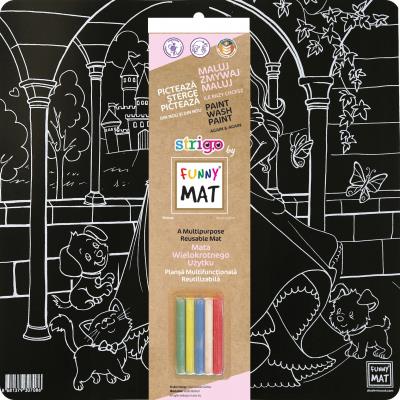 Opakowanie Czarna mata Strigo Funny Mat Księżniczka 40x40 cm + kreda