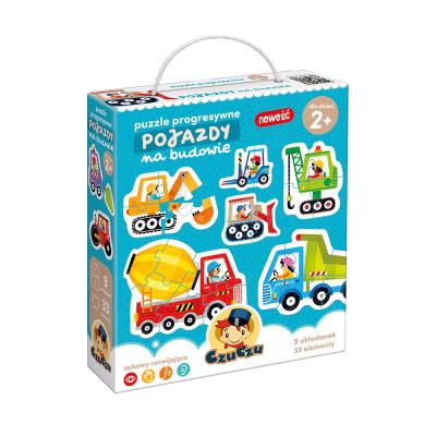 CzuCzu Puzzle progresywne Pojazdy na budowie. Wydawca: Bright Junior Media. SmakLiter.pl Opakowanie CzuCzu Puzzle progresywne Pojazdy na budowie