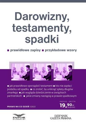 Okładka książki Darowizny, testamenty, spadki 1/2023