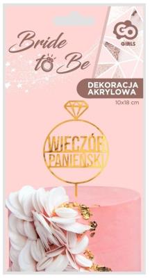 Opakowanie Dekoracja akrylowa na tort wieczór panieński złota