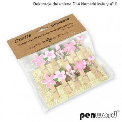 Opakowanie Dekoracja drewniana klamerki kwiaty 10szt