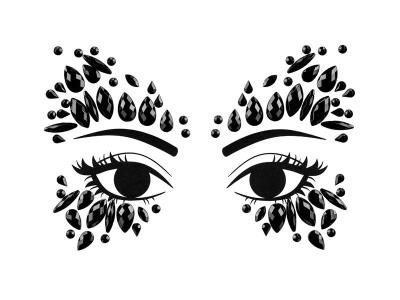 Opakowanie Dekoracja na twarz Kryształki czarne 15x9cm