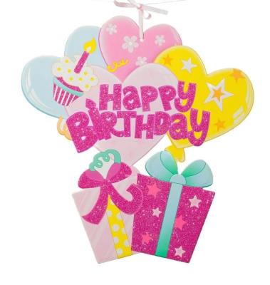 Opakowanie Dekoracja piankowa Happy Birthday różowa