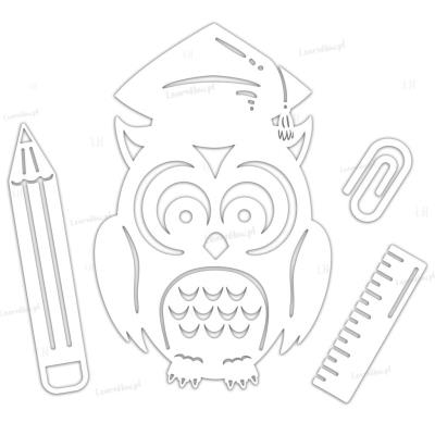 Opakowanie Dekoracja szkolna - Sowa witraż duża 4el