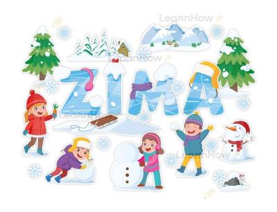 Opakowanie Dekoracja zimowa - Krajonbraz: zimowe zabawy 27el