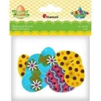 Dekoracje filcowe 3D pisanki 30x40mm 9szt. Wydawca: Titanum. SmakLiter.pl Opakowanie Dekoracje filcowe 3D pisanki 30x40mm 9szt