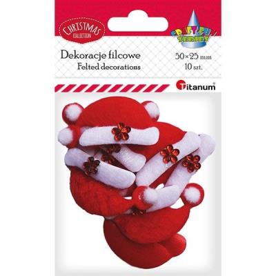 Opakowanie Dekoracje filcowe czapka Mikołaja 50x25mm 10szt