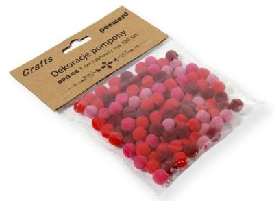 Opakowanie Dekoracje pompony 1cm mix czerwony 120szt
