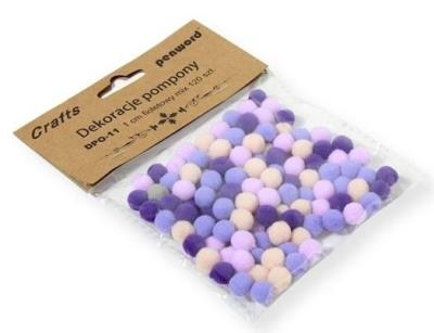 Opakowanie Dekoracje pompony 1cm mix fioletowy 120szt