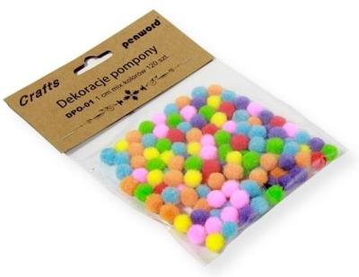 Opakowanie Dekoracje pompony 1cm mix kolorów 120szt