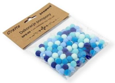 Opakowanie Dekoracje pompony 1cm mix niebieski 120szt