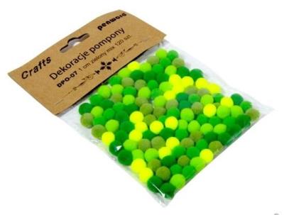 Opakowanie Dekoracje pompony 1cm mix zielony 120szt