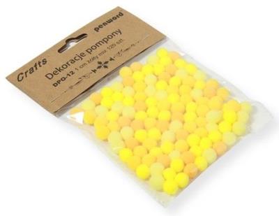 Opakowanie Dekoracje pompony 1cm mix żółty 120szt