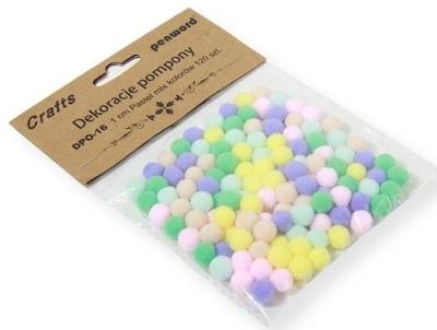 Opakowanie Dekoracje pompony 1cm pastel mix kolorów 120szt