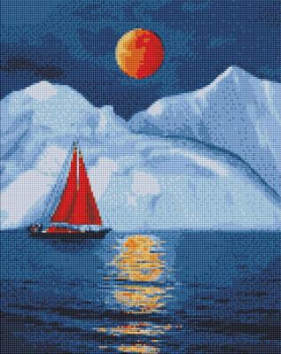 Opakowanie Diamentowa mozaika - Czerwony żaglowiec 40x50cm