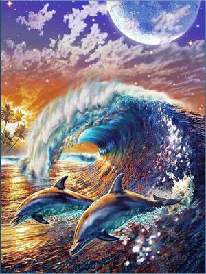 Opakowanie Diamentowa mozaika Delfiny na fali 60683