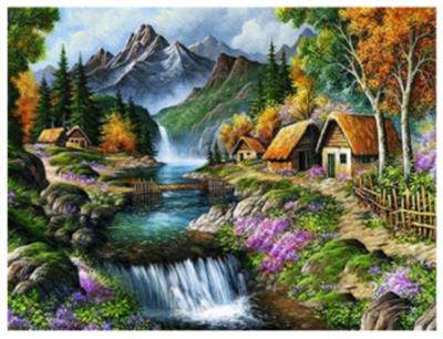 Opakowanie Diamentowa mozaika Domki nad rzeką górską NO-1007419