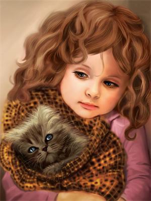 Opakowanie Diamentowa mozaika Dziewczynka z kotem 60769