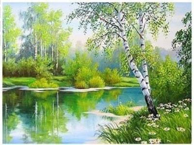 Opakowanie Diamentowa mozaika jeziorko w wiosennym lesie NO-1008534