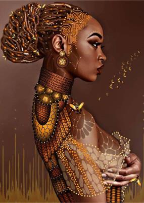 Opakowanie Diamentowa mozaika kobieta czarnoskóra w koku NO-1007442