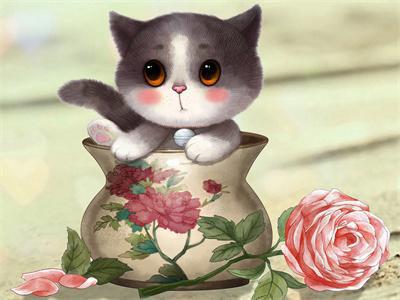 Opakowanie Diamentowa mozaika Kot w wazonie 60370