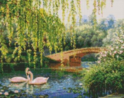 Opakowanie Diamentowa mozaika - Łabędzie na jeziorze 40x50cm