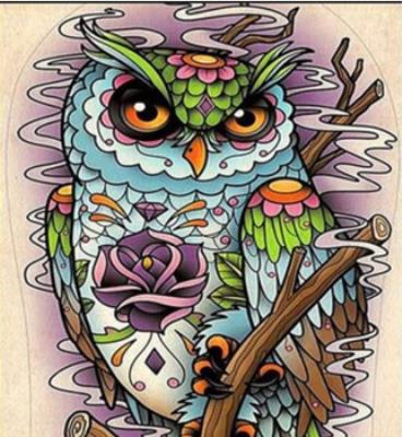 Opakowanie Diamentowa mozaika sowa z rysunkami kwiatów abstrakcja NO-1007752