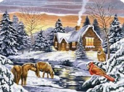 Opakowanie DIAMENTOWA MOZAIKA ZIMA DOM NAD STRUMIENIEM WYPAS KONI NO-2000732