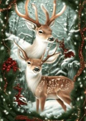 Opakowanie DIAMENTOWA MOZAIKA ZIMA RENIFERY W STROIKU ŚWIĄTECZNYM  NO-2000709