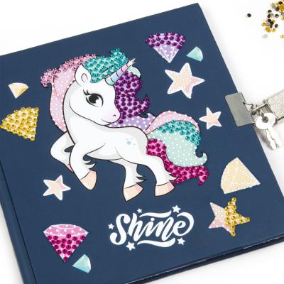 Opakowanie Diamentowy pamiętnik z kłódką długopis 3 kolorowy Jednorożec 14