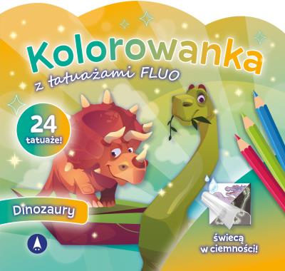 Okładka książki Dinozaury. Kolorowanka z tatuażami FLUO