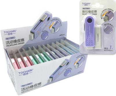 Opakowanie Display Gumka do ołówka wysuwana z blokadą i zapasem na blistrze 24 szt.