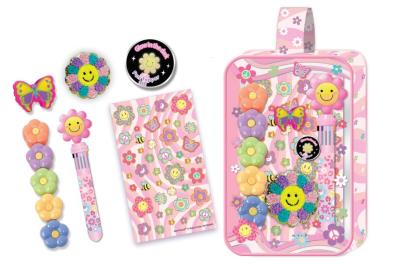 Opakowanie Długopis i zakreślacze w kosmetyczce Kwiatki