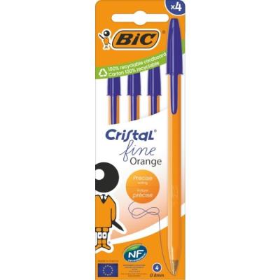 Długopis Orange Fine Cristal 4szt niebieski BIC. Wydawca: Bic. SmakLiter.pl Opakowanie Długopis Orange Fine Cristal 4szt niebieski BIC