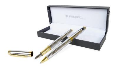 Opakowanie Długopis + piór wieczne Centarus srebrny