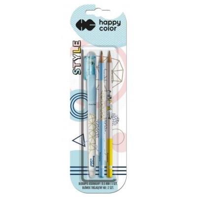 Opakowanie Długopis usuwalny + 2 ołówki Style bls HAPPY COLOR