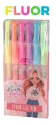 Opakowanie Długopis żelowy fluo 6 kolorów